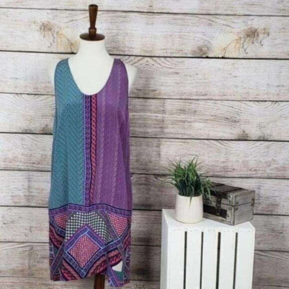 Madison Marcus Geometric Silk Shift Dress XS